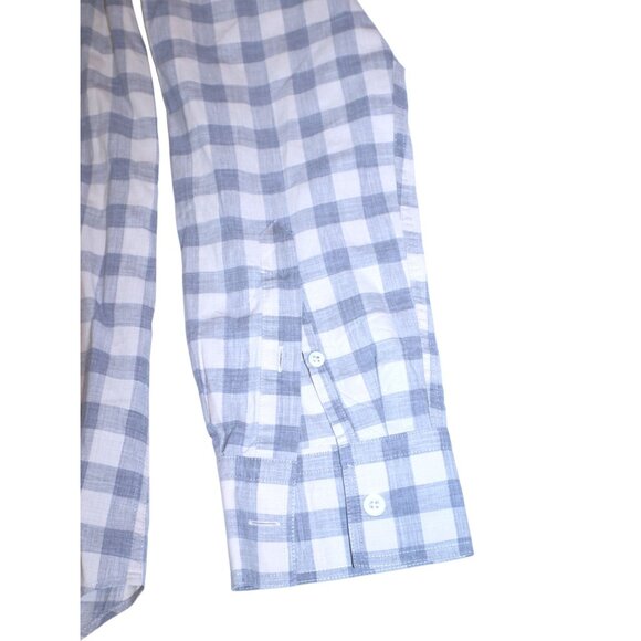 Billy Reid Gingham Button Shirt S Blue White Standard Fit Minimalist Casual - Picture 5 of 8